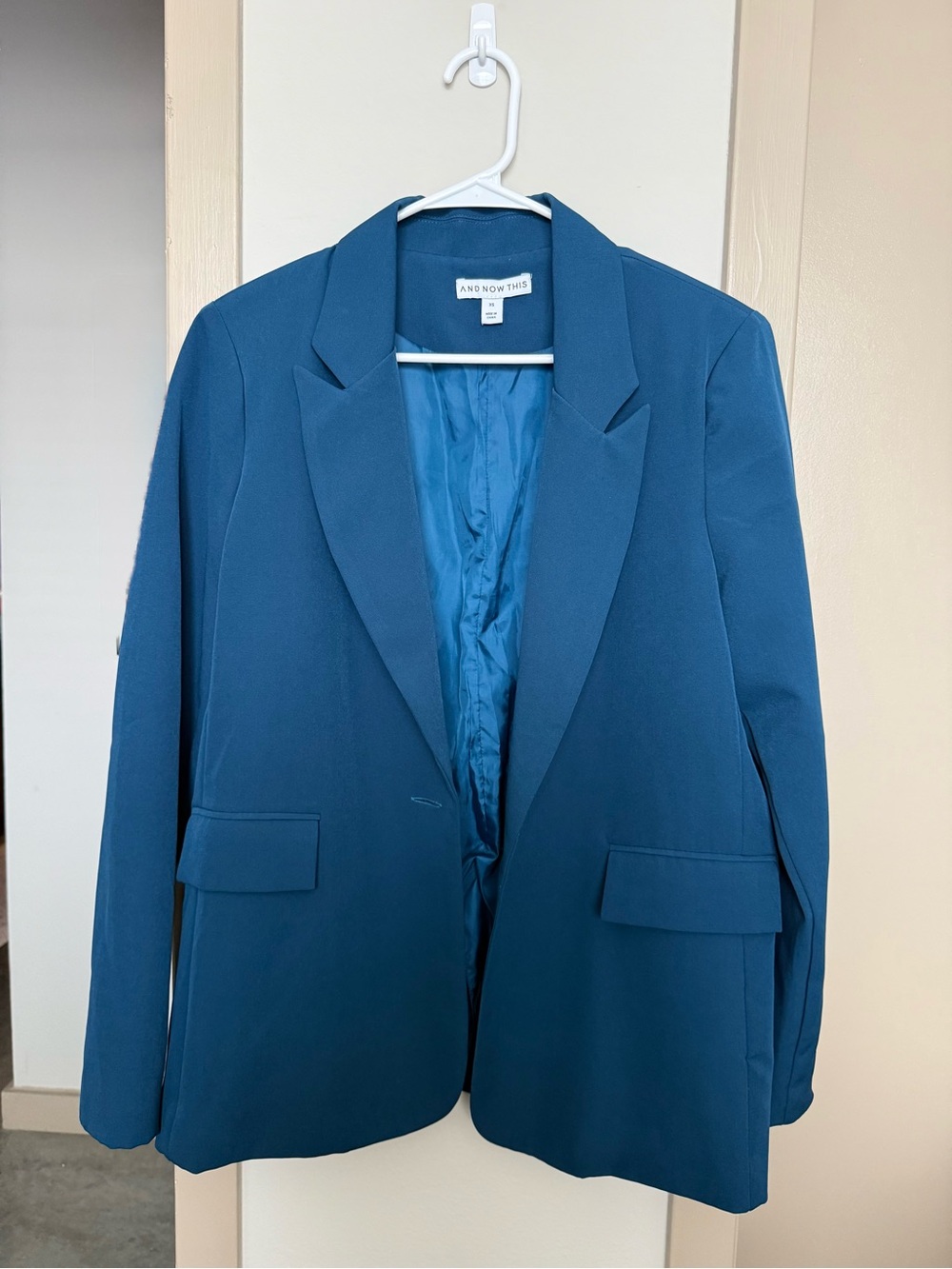 AND NOW THIS Teal Single-Breasted Women's Blazer (Oversized)